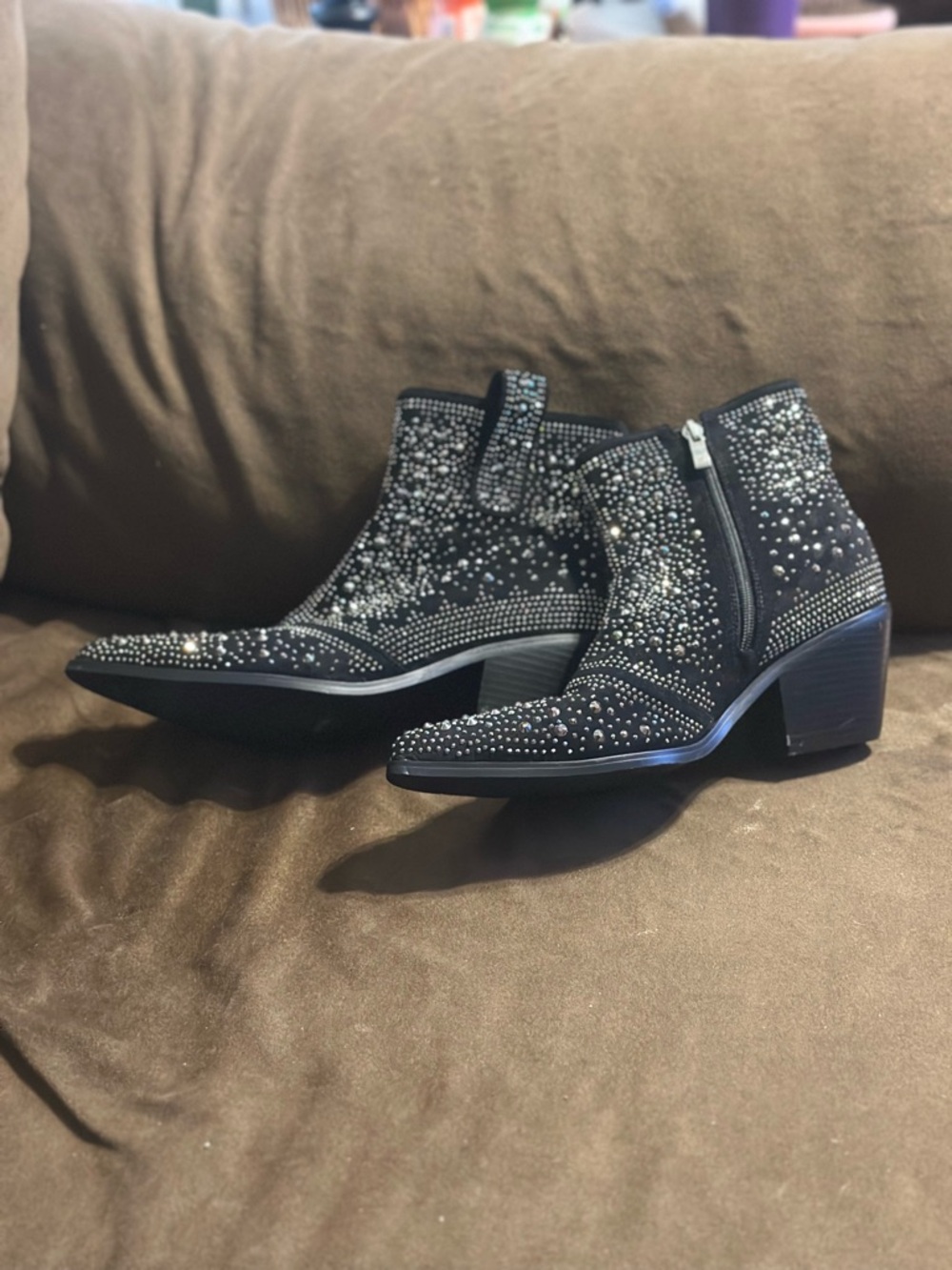 Chic Studded Black Ankle Booties - Women